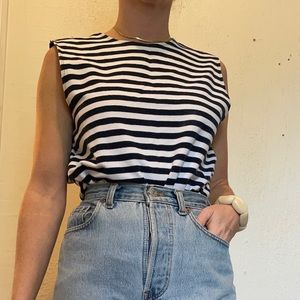 Navy and White Striped Land’s End Cotton Tank